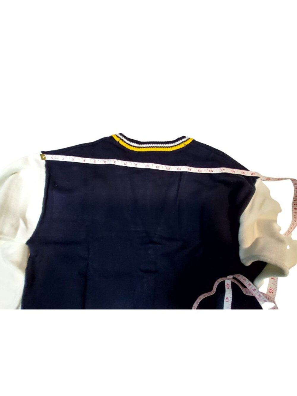 Tretorn Navy & White Varsity Style Cardigan With Yellow Stripe Accents Medium - Picture 6 of 11